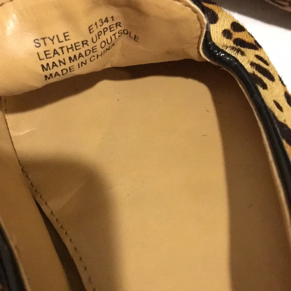J. Crew SlipOn animal leopard print Hair/patent leather accent flats size 7